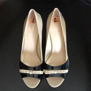 Franco Sarto tan and black shoes